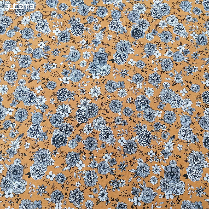 Cotton fabric FLOWERS FLORAL 2 circles