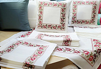 Country style embroidered covers and tablecloths