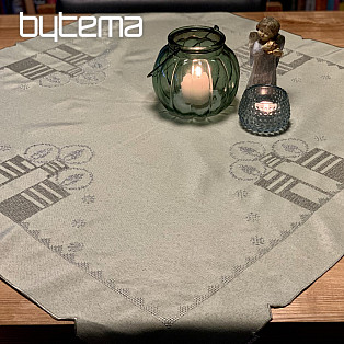 Embroidered Christmas tablecloth Candle green