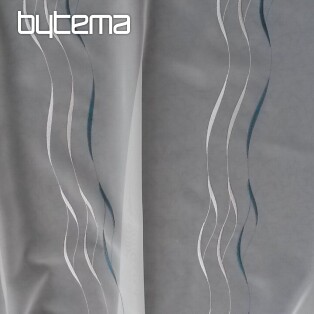 Modern embroidered curtain white - dark turquoise GERSTER 195/0800