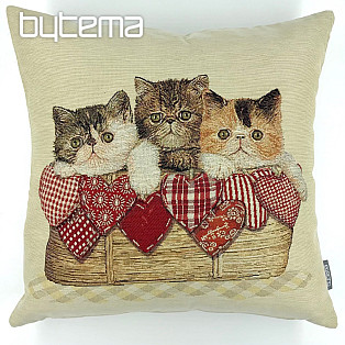 THREE KITTENS tapestry cushion cover