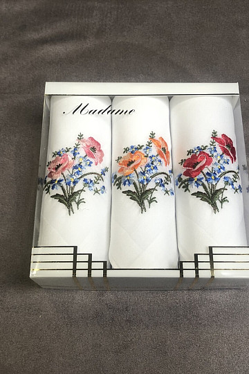 Women's fabric handkerchiefs - gift set of 3 flowers