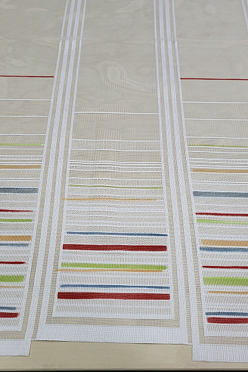 Children&#39;s curtain on a stained glass window - jacquard Colorful stripes