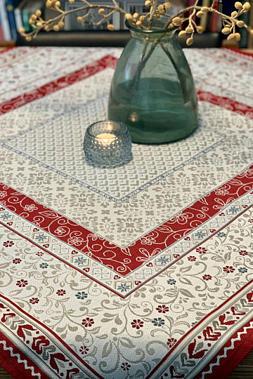 Tapestry tablecloth and scarf FLOWERS IN A FRAME