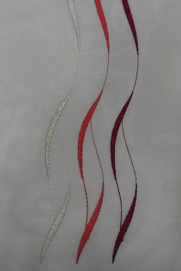 Voile curtain with red embroidery Gerster 195/0043