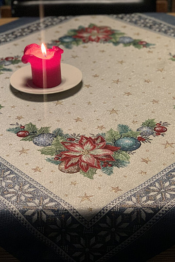 Christmas tapestries tablecloths and scarves CHRISTMAS STAR II blue