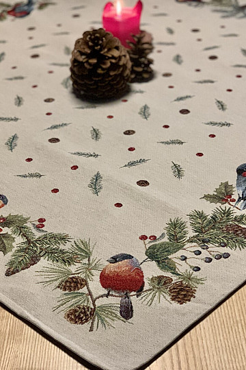 Tapestry tablecloth and scarf BULL BIRD