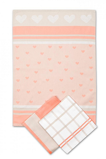 Extra absorbent jacquard towels SALMON HEARTS
