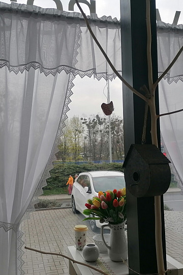 Finished curtain - set: 2 pcs curtains 1 pcs ruffled with lace