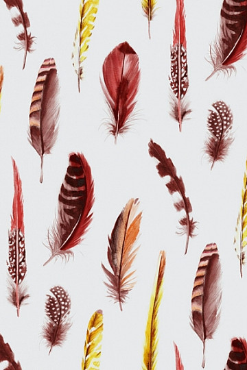 Decorative fabric Red Feathers