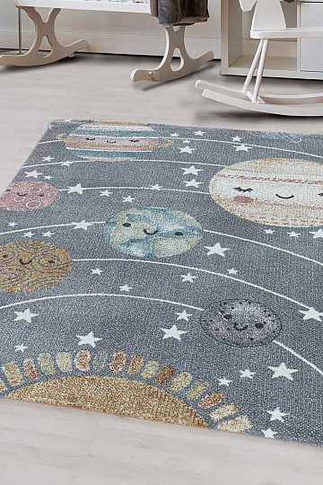 Luxury children's piece rug FUNNY space gray
