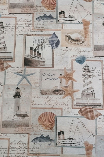 Decorative fabric sea postcard