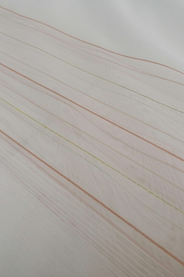 Voile curtain green-copper stripes