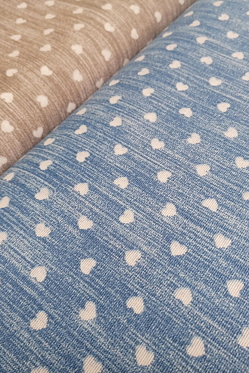 Decorative fabric Naira hearts blue
