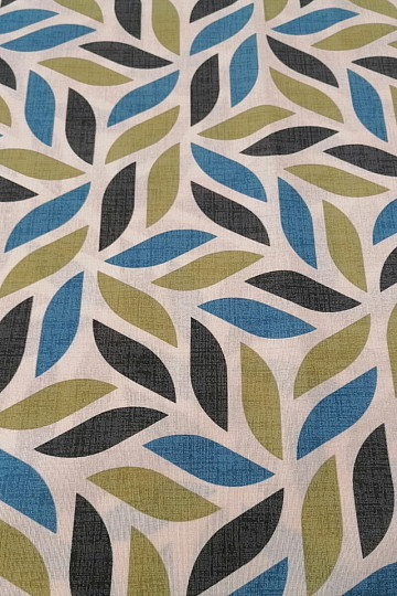 Decorative fabric Coord leaves green-blue