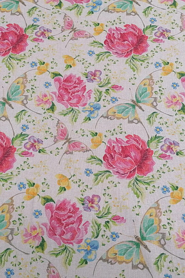 Decorative fabric Flowers and butterflies