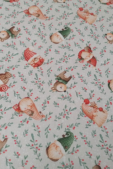 Christmas decorative fabric Elves and deer