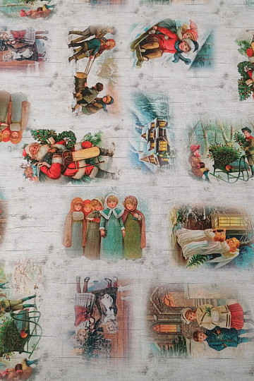 Christmas decoration fabric CHILDREN IN WINTER