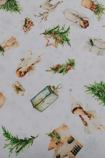 Christmas decorative fabric ANGEL AND DEER