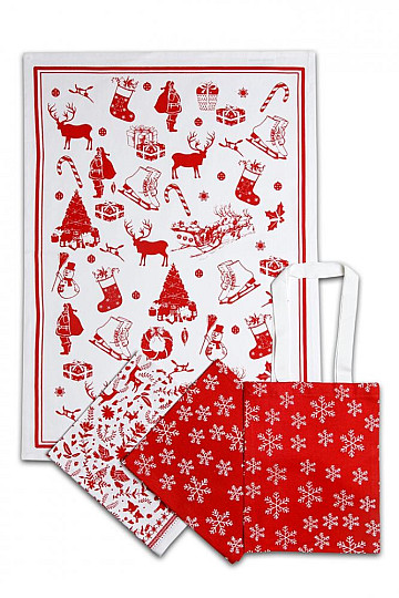 Towels in canvas bag - WINTER CHRISTMAS PATTERN
