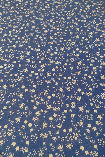 Blue Gramina flowers cotton fabric