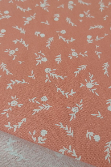 Cotton fabric SALMON FLOWERS