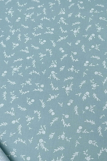 Cotton fabric MINT FLOWERS