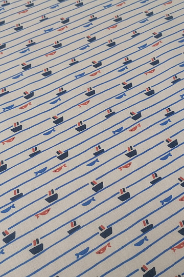 Cotton fabric Tazio boats - lines