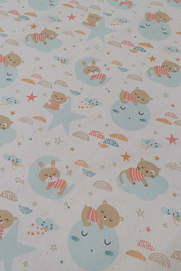 Cotton fabric Sleeping animals