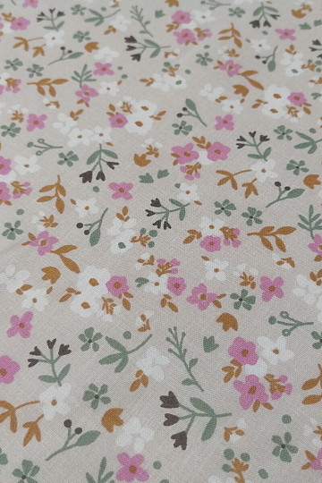 Cotton fabric Zalia flowers natural