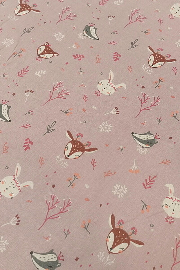 Lilac animals cotton fabric