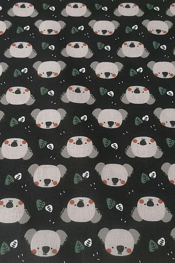 Cotton fabric Koala Kiwak black