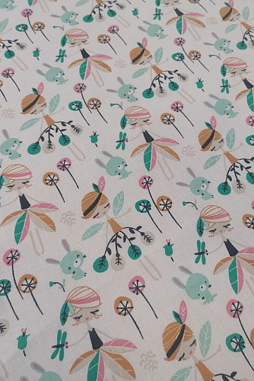 Cotton fabric Forest Fairy Jaelle turquoise