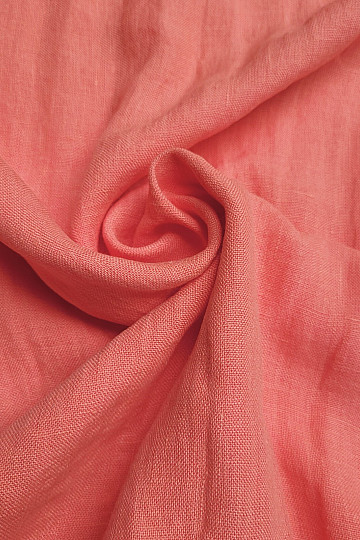 Linen fabric - pink CORAL