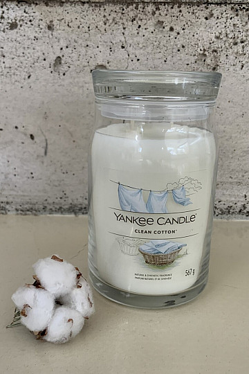 candle YANKEE CANDLE fragrance CLEAN COTTON GLASS LARGE 2 WICKS