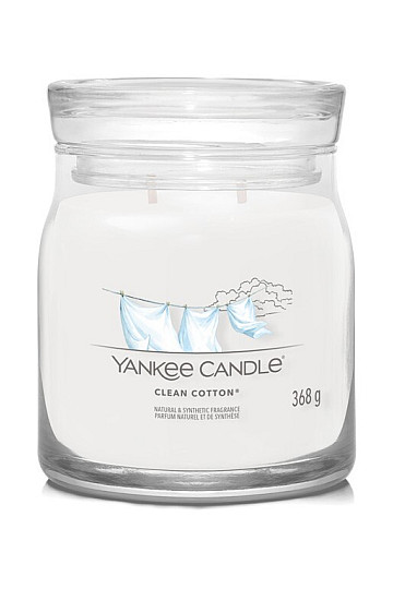 candle YANKEE CANDLE scent CLEAN COTTON GLASS MEDIUM 2 WICKS