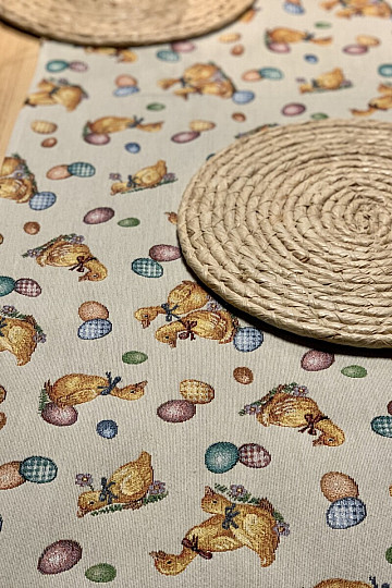 Gobelin tablecloth and scarves Easter YELLOW BURNS