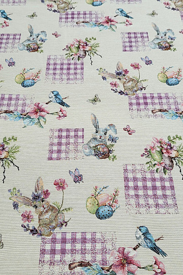 Tapestry fabric EASTER BUNNY LILAC