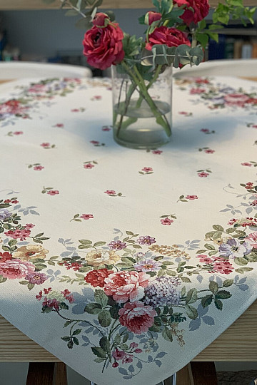 Tapestry tablecloth and scarf BORDER BOUQUET