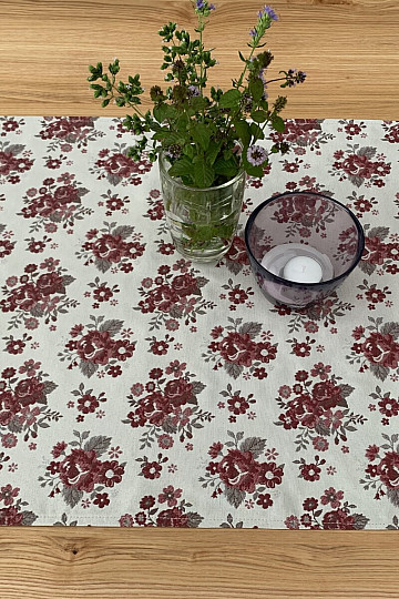 Table cloth and shawl TOSCANA VALERY FLOWER BORDO