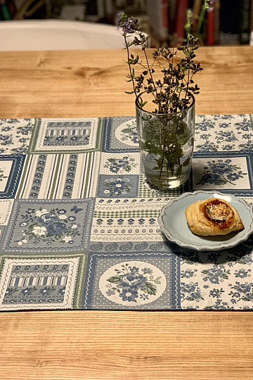 Tablecloth and shawl TOSCANA VALERY PATCHWORK blue