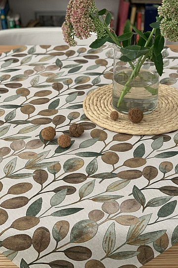 Tablecloth and scarf LISTY HOJAS green