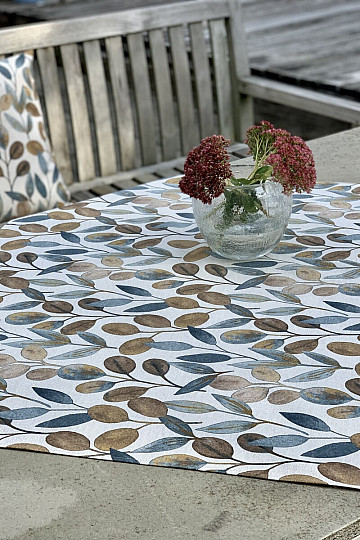 Table cloth and scarf LISTY HOJAS blue