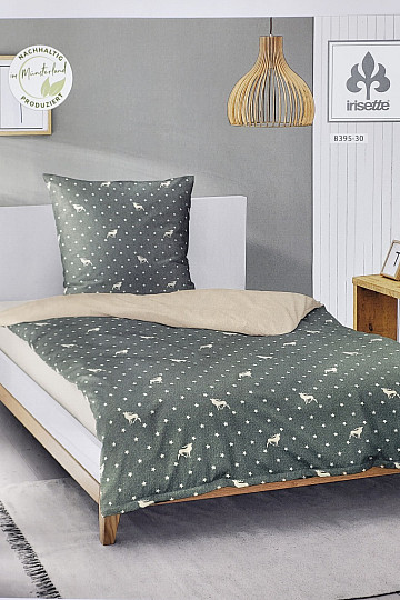 Luxury flannel bedding IRISETTE 8395-30 PANDA green