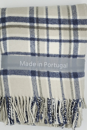 Blanket KÁRO CREAM BLUE