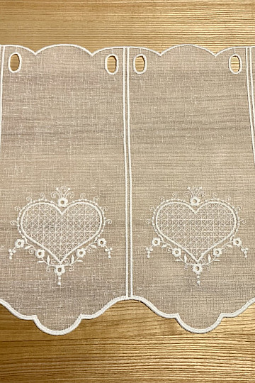 Luxurious embroidered curtain GERSTER HEART 11807 cream