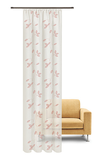 NATURE Gerster curtain EMBROIDERED LEAVES OLD PINK