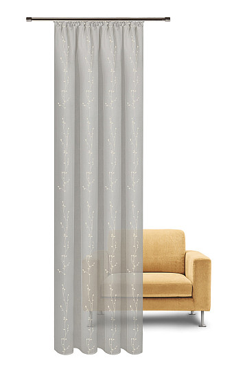 NATURE Gerster curtain EMBROIDERED Twigs LIGHT GRAY
