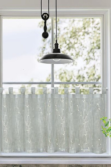 NATURE Gerster ready-made curtain EMBROIDERED Twigs WHITE