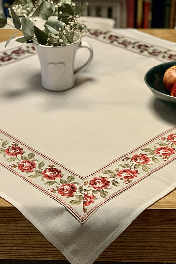 Embroidered tablecloth and shawl ROSES